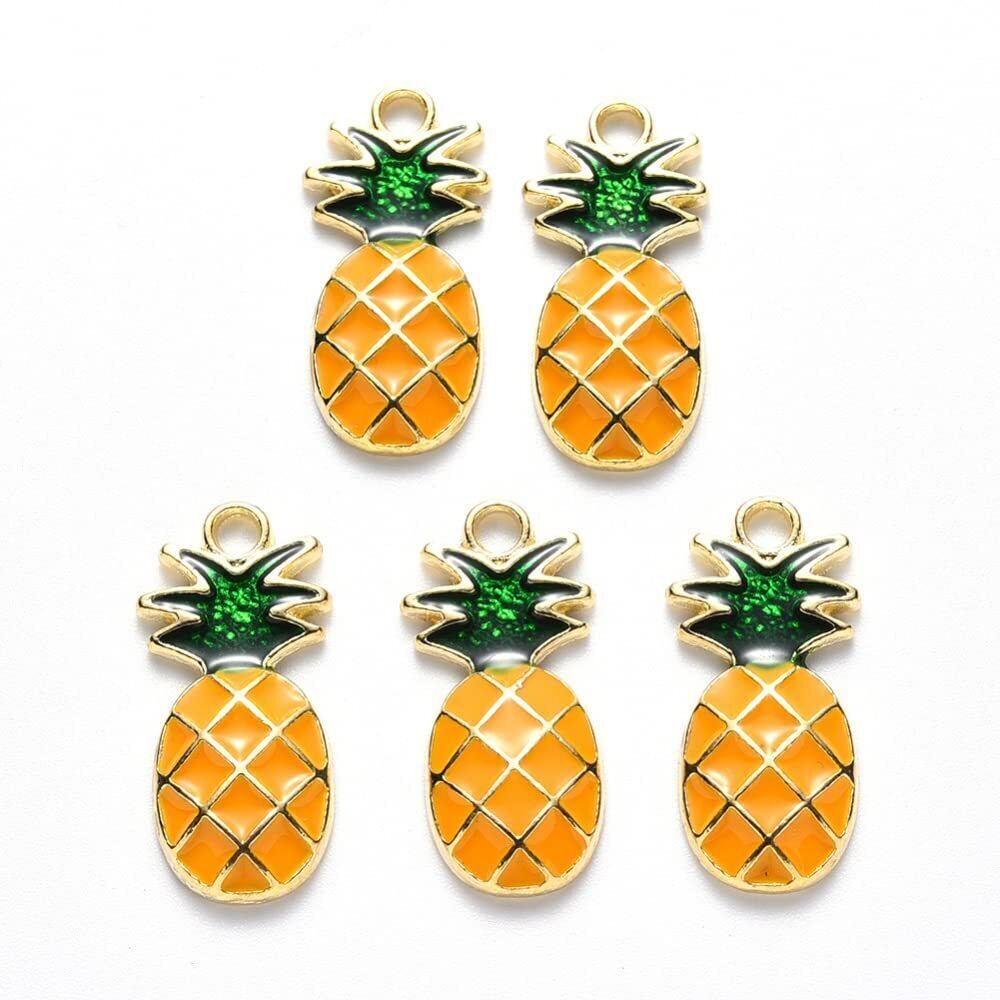 6890 Pineapple Charms - 100pcs Alloy Summer Fruit Charm for Kawaii Yellow